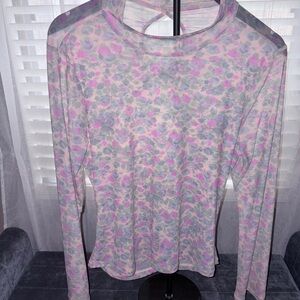 Anthropologie Top Women’s sheer mesh floral mock